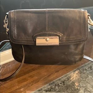 Black leather Coach crossbody